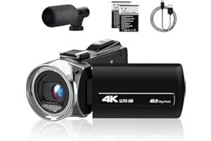 lovpo Camcorder Video Camera 4K Ultra 48MP Vlogging Camera for YouTube 18X Digital Zoom 3.0" 270 Degree Rotation Screen Camera Recorder with Microphone, 2 Batteries