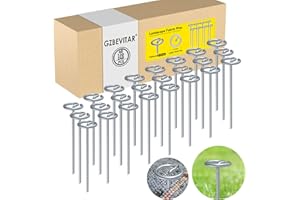 GZBEVITAR Landscape Fabric Pins, Thickened 8 Gauge Circle Top Landscape Pins-120 Pcs, Not Easy to Bend 6 inch Galvanized Landscape Fabric Stakes, More Holding Power Than U-Shape Garden Staples(120)