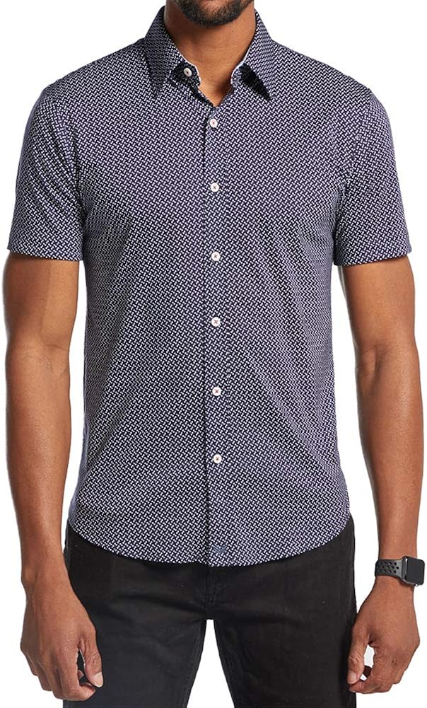 Buttercloth Men's Regular Fit Short Sleeve Shirt Blue Medium