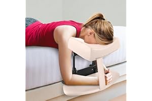 EBANKU Mattress Top Massage Kit, Adjustable Headrest Face Cradle Cushion, Face Down Pillow with Massage Table Armrests for your bed at home (Square White)
