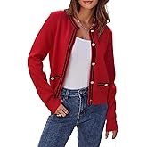 Ladyful Cropped Cardigan Sweater for Women Open Front Knit Tweed Jacket Button Down Fall Work Sweater Top