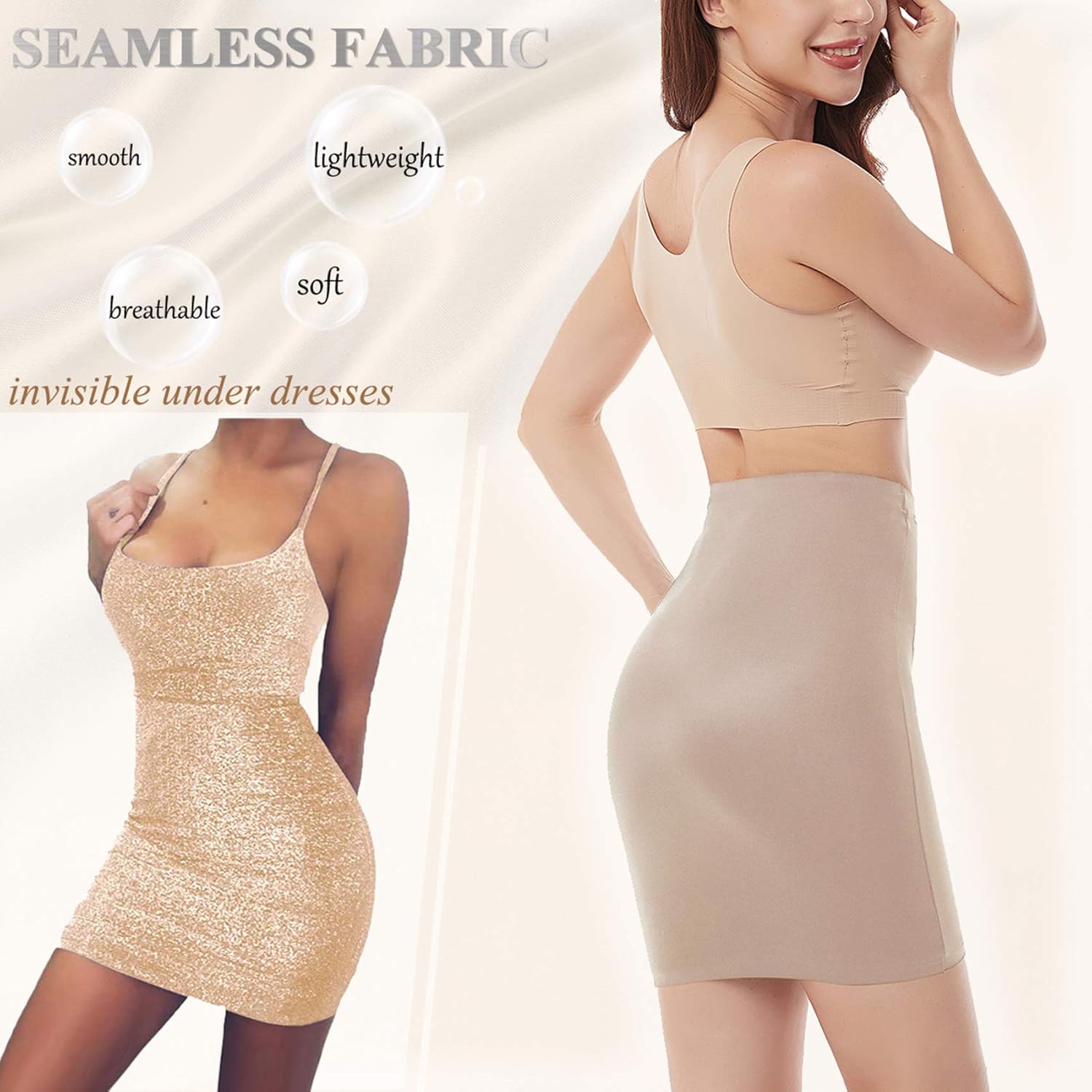Women Half Slips for Under Dress High Waist Seamless Tummy Control Shapewear Slip Slimming Body Shaper at  Women’s Clothing store