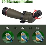 SVBONY SV13 20-60x80 Spotting Scope with Tripod IPX7 Waterproof Angled view 3
