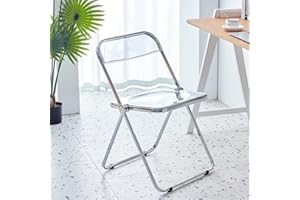 FULOCSENY Transparent Acrylic Folding Chairs,Clear Modern Acrylic Chairs,Bearing Weight 200lbs,PC Plastic Living Room Seat,Chrome Frame Accent Side Chair for Outside Inside (Clear,1pcs)