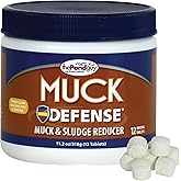 The Pond Guy Muck Defense, Natural Sludge Control Treatment, Water Garden Mud Digester &amp; Odor Remover, Fish, Bird &amp; Pet Safe, Easy Dosing, 12 Tablet