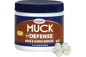 The Pond Guy Muck Defense, Natural Sludge Control Treatment, Water Garden Mud Digester & Odor Remover, Fish, Bird & Pet Safe, Easy Dosing, 12 Tablet