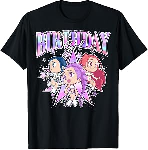 Kpop Demon Hunters Birthday Girl Adorable Chibi Group Shot T-Shirt