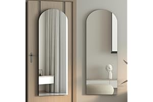 LVSOMT Arch Full Length Mirror, Over The Door Mirror, Wall Mirror, Full Body Mirror, Door Mirror, Wall Mounted Mirror, Door Hanging Mirror, Arched Mirror for Bedroom, White