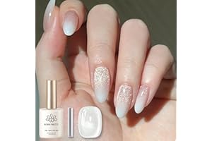 BORN PRETTY Cat Magnetic Eye Gel Nail Polish, Milky White Cat Glitter Cat Magnetic Gel Nail Polish, Holographic Magnetic Nail Polish for Nail Art Manicure Salon DIY at Home 15ML