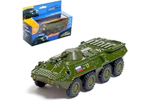 AEVVV Metal Model Russian Armored Vehicle BTR 1:43 Scale, Inertia-Powered, Green, Metal and Plastic Model, 6.3 x 2.4 x 4.3 in