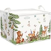HUUMONSS Forest Animals Baby Laundry Hamper Collapsible Clothes Kids Storage Basket Bear Fox Large Boys Girls Gift Toy Box Bin for Nursery, Squirrels, 36L