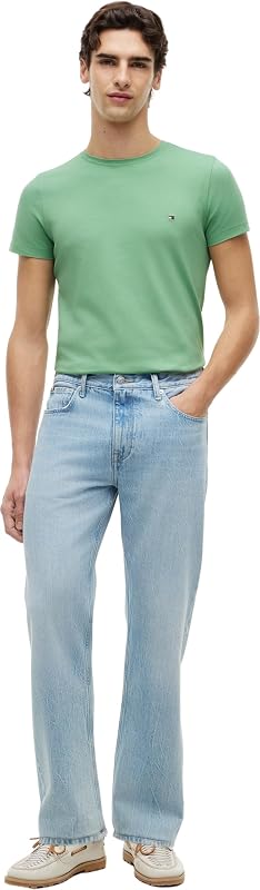 Herren T-Shirt Kurzarm Stretch Slim Fit mit Rundhalsausschnitt, Türkis (Cut Grass), S