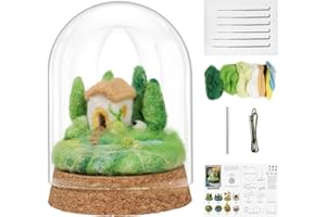 FARBCLUB Needle Felting Kit, Seasonal Scenery DIY Wool Felting Kit with Wool Roving Glass Cover, Handmade Craft Felting Kit Perfect for Beginners, Adults, Ideal Gift for Craft Enthusiasts (Summer)