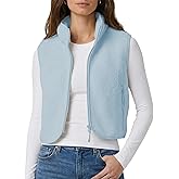 CUBRIDGE Cropped Fleece Vest Women Zip Up Stand Collar Warm Sherpa Vest Fall Cute Sleeveless Fleece Waistcoat with Pocket