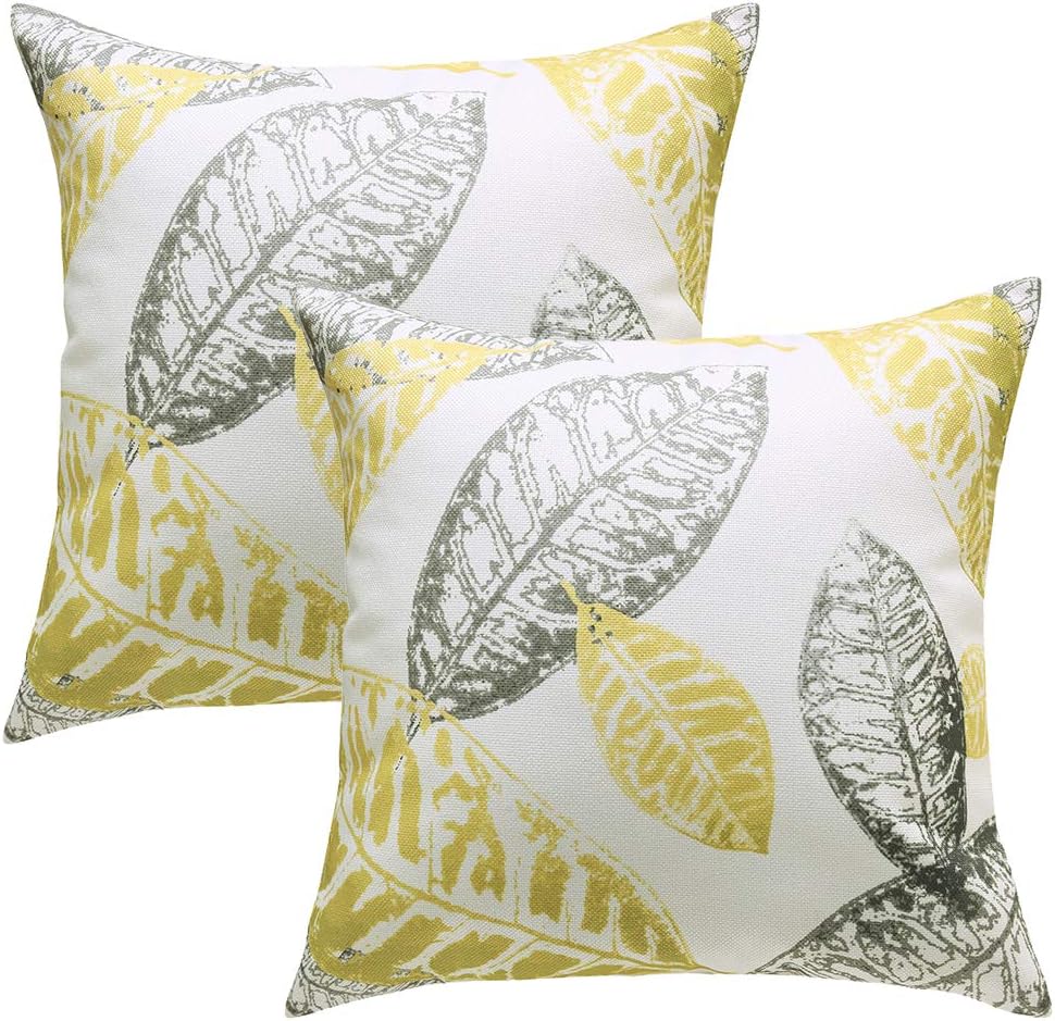 MRNIU Cushion Covers 50cm x 50cm Yellow Faux Linen Pillow Case Set of 2 Square Soild Throw Pillow Cases Soft Decorative for Chair Sofa Bed with invisible Zipper