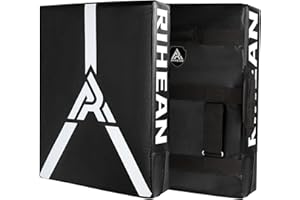 RIHEAN Kicking Shield Kickboxing Pads Martial Arts, Kick Pad Shield for Muay Thai, Taekwondo, MMA PunchingTarget - Large Blocking Area with Wrist Wraps