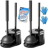 FORASTO 2Pack 2 in 1 Toilet Brush and Plunger Set, Extended Handle Plunger,Toilet Bowl Brush Plunger Set,Bathroom Cleaning Tools,Toilet Brush Plunger Combo,Cleaning Brush,Cleaning Supplies
