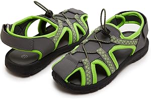 Skysole Boys Water Shoes, Rugged Closed Toe Back Strap Amphibian Sandals for Beach, Hiking & Outdoor Sports - Patterned/Solid