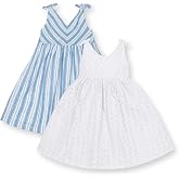Hope &amp; Henry Girls' Sleeveless Bow Shoulder Swing Dress in Linen | OCS