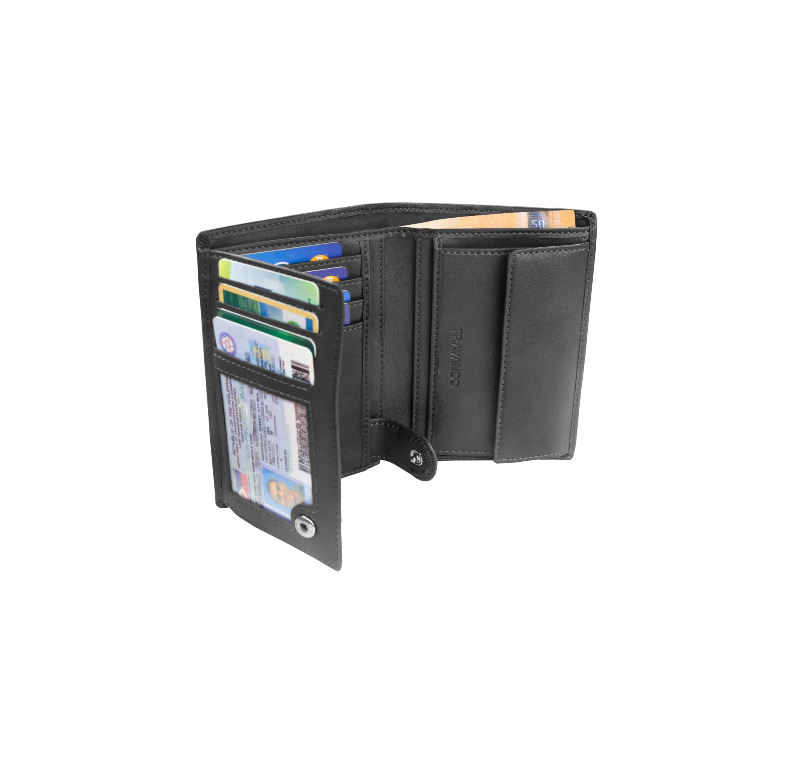 TRAVANDO Geldbörse Herren Dublin - TÜV geprüft - 13 Kartenfächer - Hochformat - RFID Schutz - Geschenk für Männer - inklusive Geschenk Box - Designed in Germany (Schwarz)