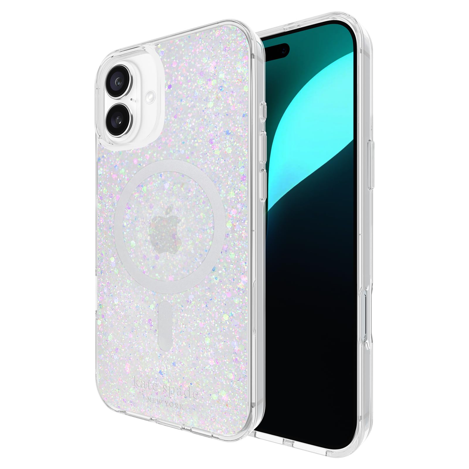 kate spade new york iPhone 16 Plus case - Compatible with MagSafe - Designer Phone Case - Chunky Glitter Iridescent