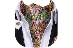 Dubulle Paisley Floral Ascot for Men Self Tie Mens Cravat and Pocket Square Cufflinks Wedding