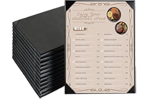 Restaurant Menu Covers Holders 8.5" X 11" | Pack of 12 Synthetic Leather Single View Menu Holder Covers Book Style with Angle