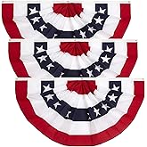 3x6 Ft 250th Anniversary Flag 4th of July Decorations Memorial Day American flags Bunting Flags outdoor- Half Fan Banner Pleated Patriotic flag USA Flags 3-Pack