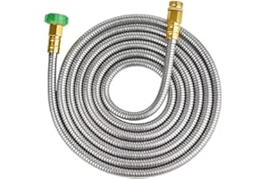 SKYWARD 304 Stainless Steel Garden Hose 15 ft with Female to Male Metal Connector, Anti-Leakage, Flexible & Lightweight Kink Free Water Hose, Easy to Use & Store (15ft)