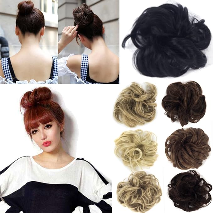 Amazon Com Hair Bun Updo Hairpiece Ladies Synthetic Wavy Curly