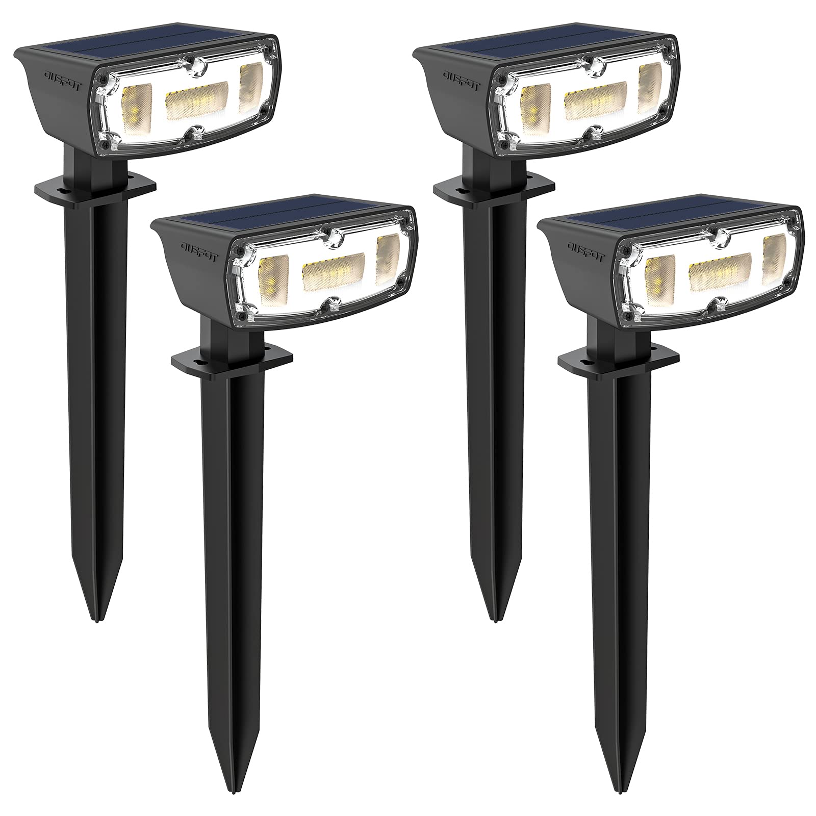 OUSFOT Solar LED Spotlights Outdoor IP67 Solar Garden Lights 4 Pack Solar Lights 2 Lighting Modes for Garden Yard Driveway Walkway