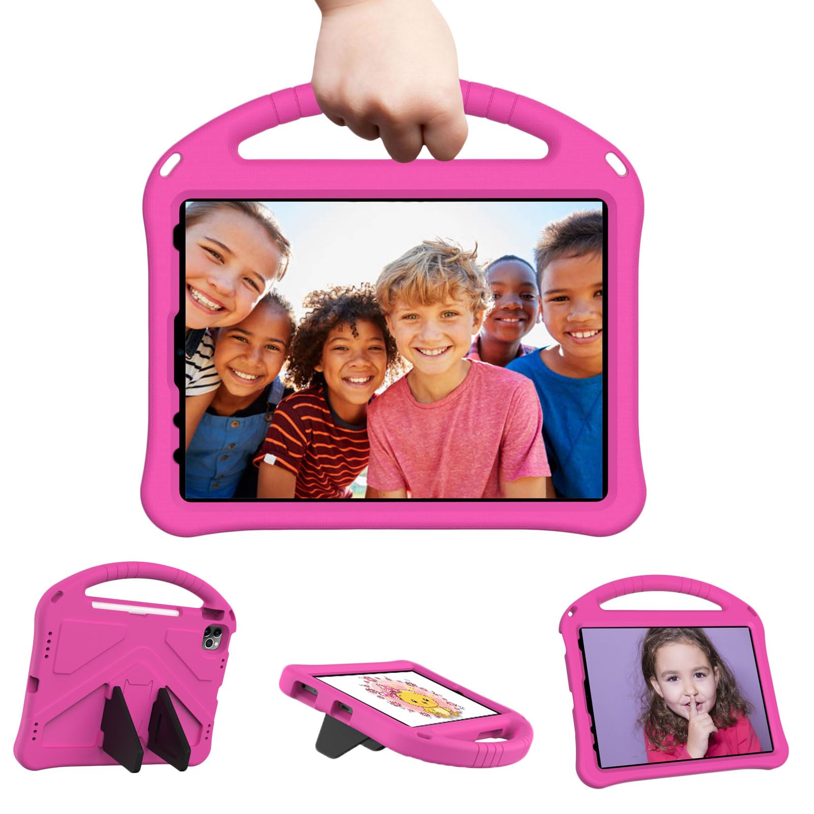 Tading iPad 10th Generation Case for Kids, 10.9 Inch Shockproof Handle Stand Cover for iPad Air 5th/4th Gen 2022/2020 - Rose