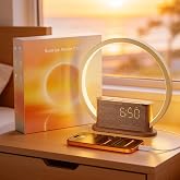 Vipany Wood Grain Alarm Clock with Sunrise Lamp &amp; White Noise Sound Machine | Natural Wake-Up Light, Dual Alarms &amp; Snooze, 20 Soothing Sounds, Dimmable Clock &amp; Night Light, for Heavy Sleepers &amp; Adults