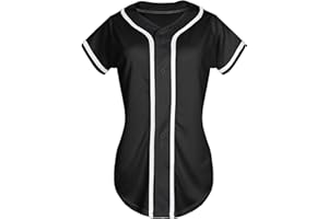 QTWW INC Womens Baseball Jersey Button Down Softball Jersey Short Sleeve Tee Hip Hop Shirt Active Team Sports Uniforms