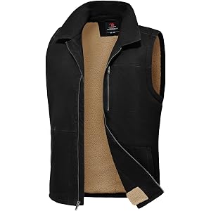 Rdruko Men's Winter Fleece Vest Outerwear Warm Sherpa Lined Vest | Cotton, Thermal, Full Zip, 4 Pockets, Casual, Travel, Work