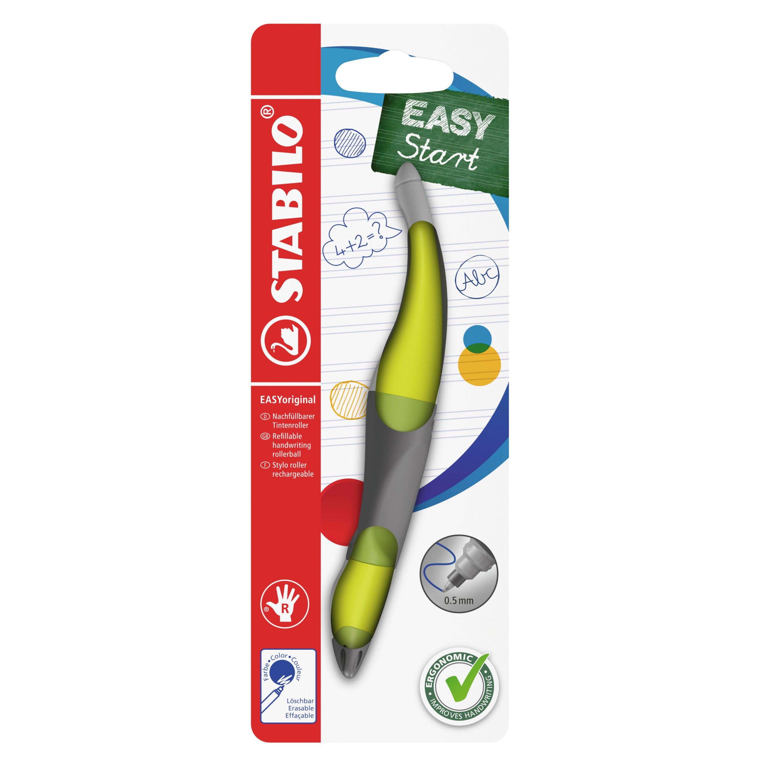 STABILO EASYoriginal - Ergonomic Rollerball - Right-Handed - Pack of 1 - Lime/Green
