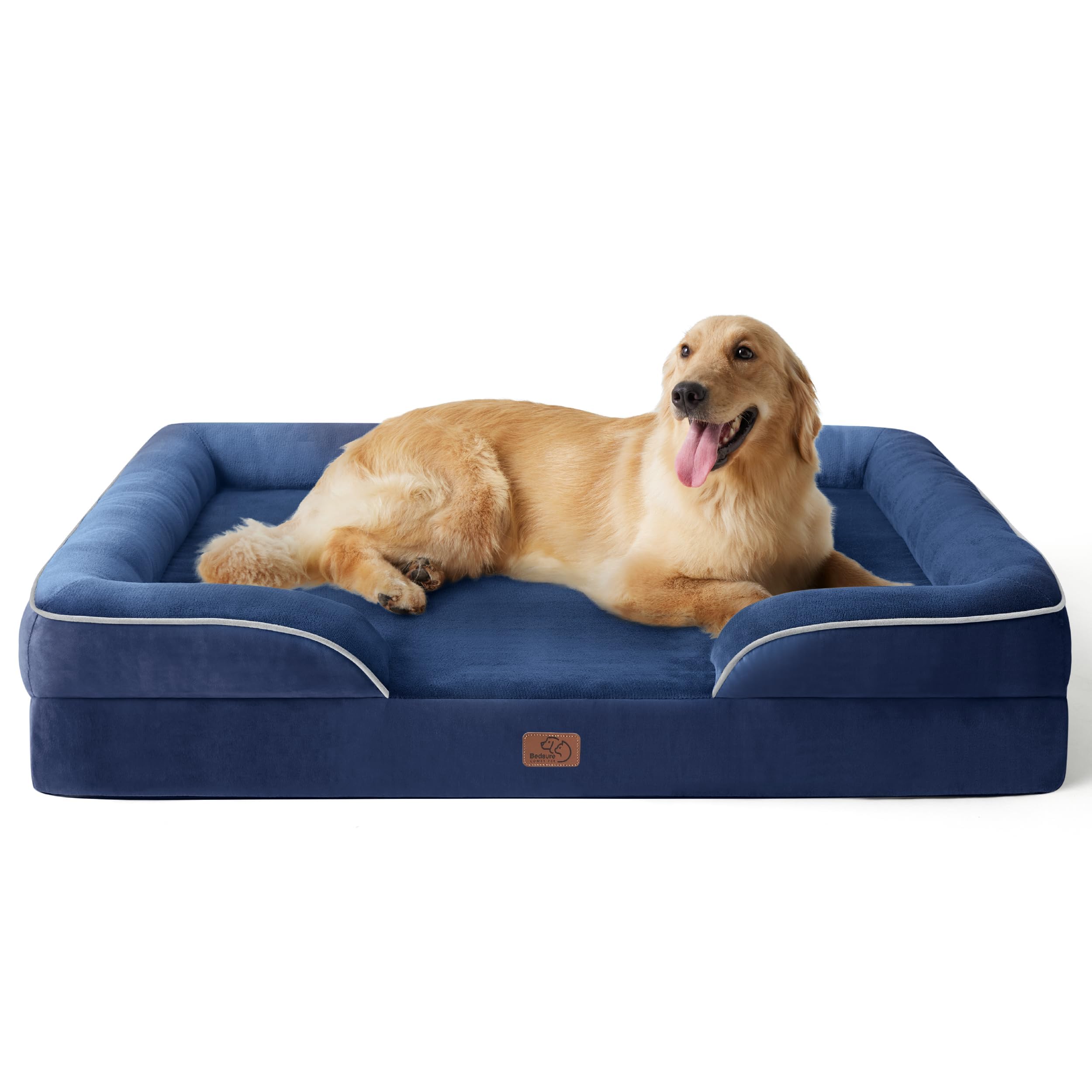 Bedsure XL Plus Cama ortopédica para perros extra grandes – Cama lavable para perros y gatos, impermeable, sofá cómodo para perros con funda extraíble lavable, cama para mascotas con fondo antideslizante, azul marino, 48 pulgadas