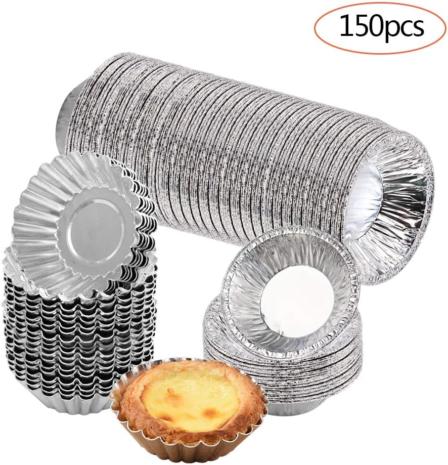 Egg Tart Mold 150pcs Disposable Foil Trays Muffin Cases Egg Tart Tins
