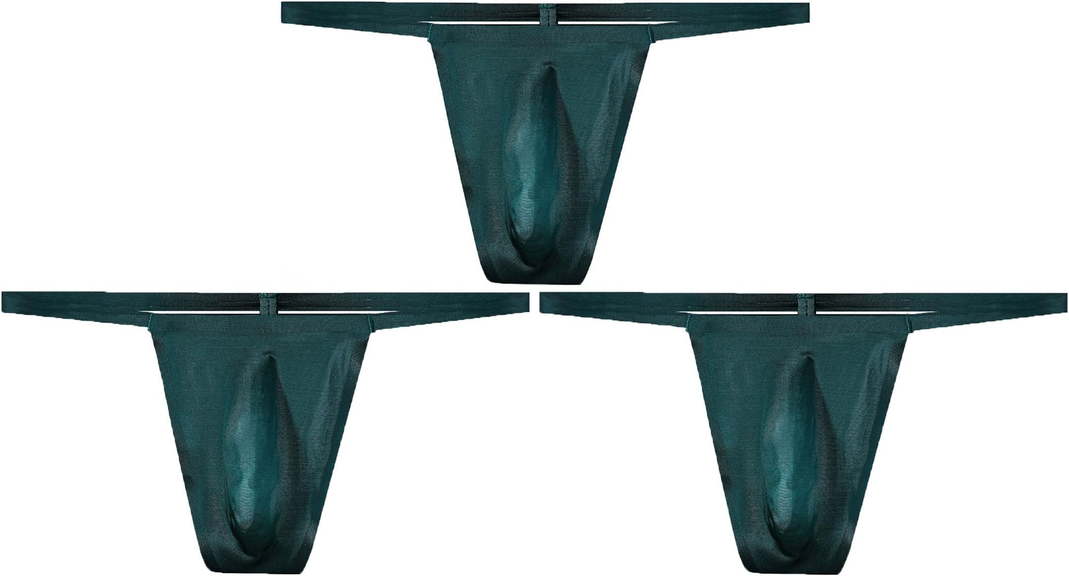 Soojun Men's No Stitching T-Back Underwear Ice Silk Soft G-String