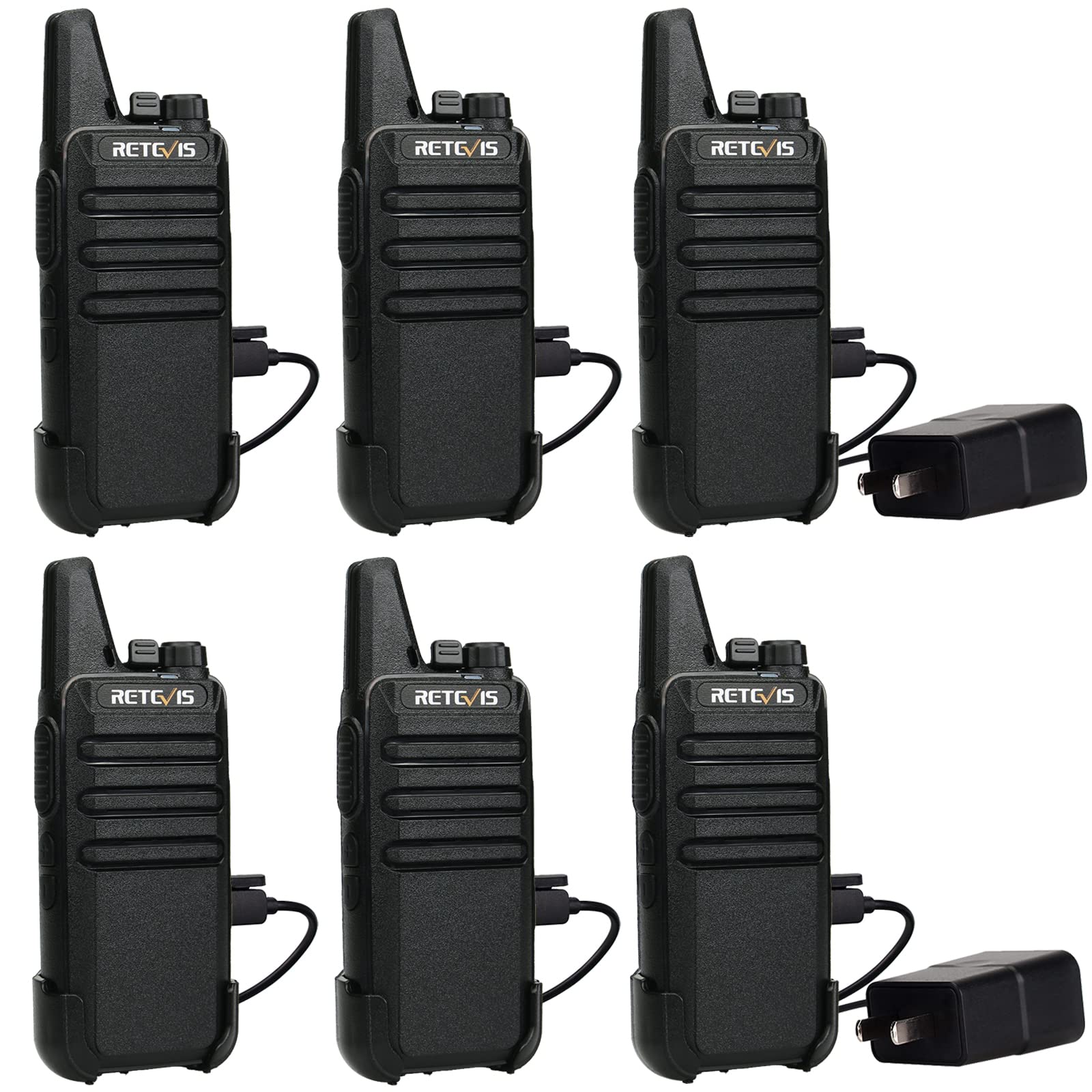 Photo 1 of Retevis RT22 Walkie Talkies for Adults, Two Way Radios Long Range Rechargeable, VOX Handsfree, Mini Compact Walkie Talkie with USB Charger, for School Church Restaurant (6 Pack)