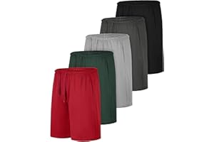 Resinta 5 Pack Boys Athletic Shorts Kids Youth Basketball Shorts Active Performance Quick Dry Gym Elastic Waist with Pockets