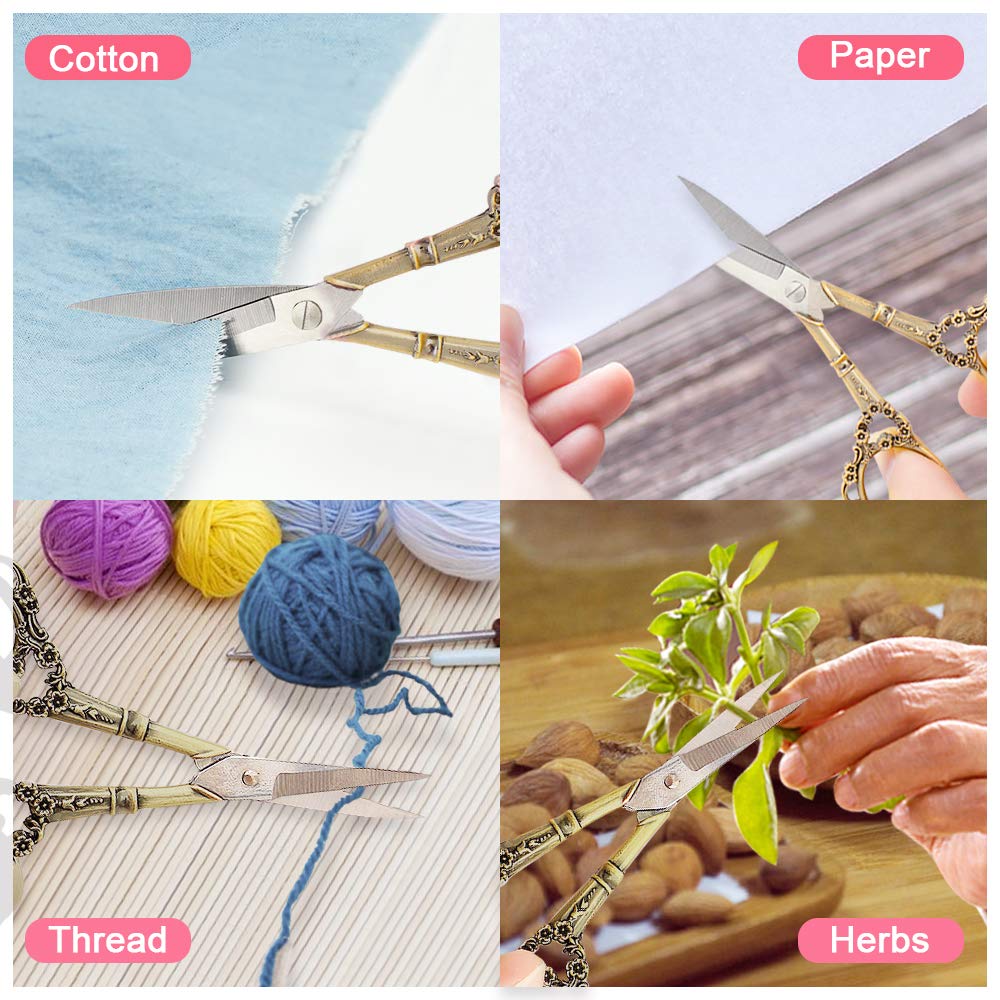 Professional Manicure Scissors, EBANKU Vintage Stainless Steel Cuticle Precision Beauty Grooming for Nail, Facial Hair, Eyebrow, Eyelash, Nose Hair (Gold): Beauty