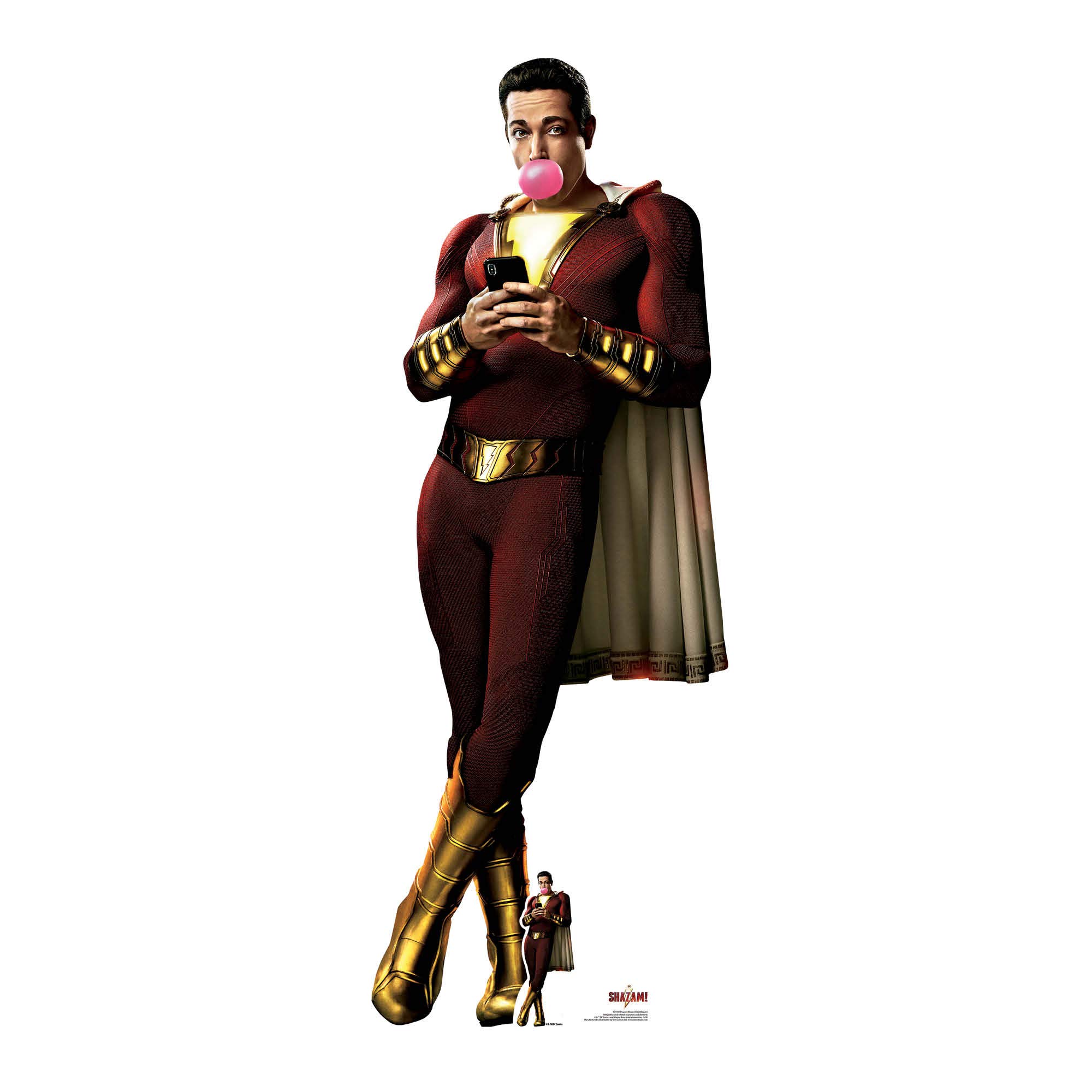 Star Cutouts Ltd SC1348 Shazam Bubblegum (Zachary Levi) Lifesize Cardboard Cutout/Standup/Standee 190cm Tall 72cm Wide, Solid, Multicolour, Regular