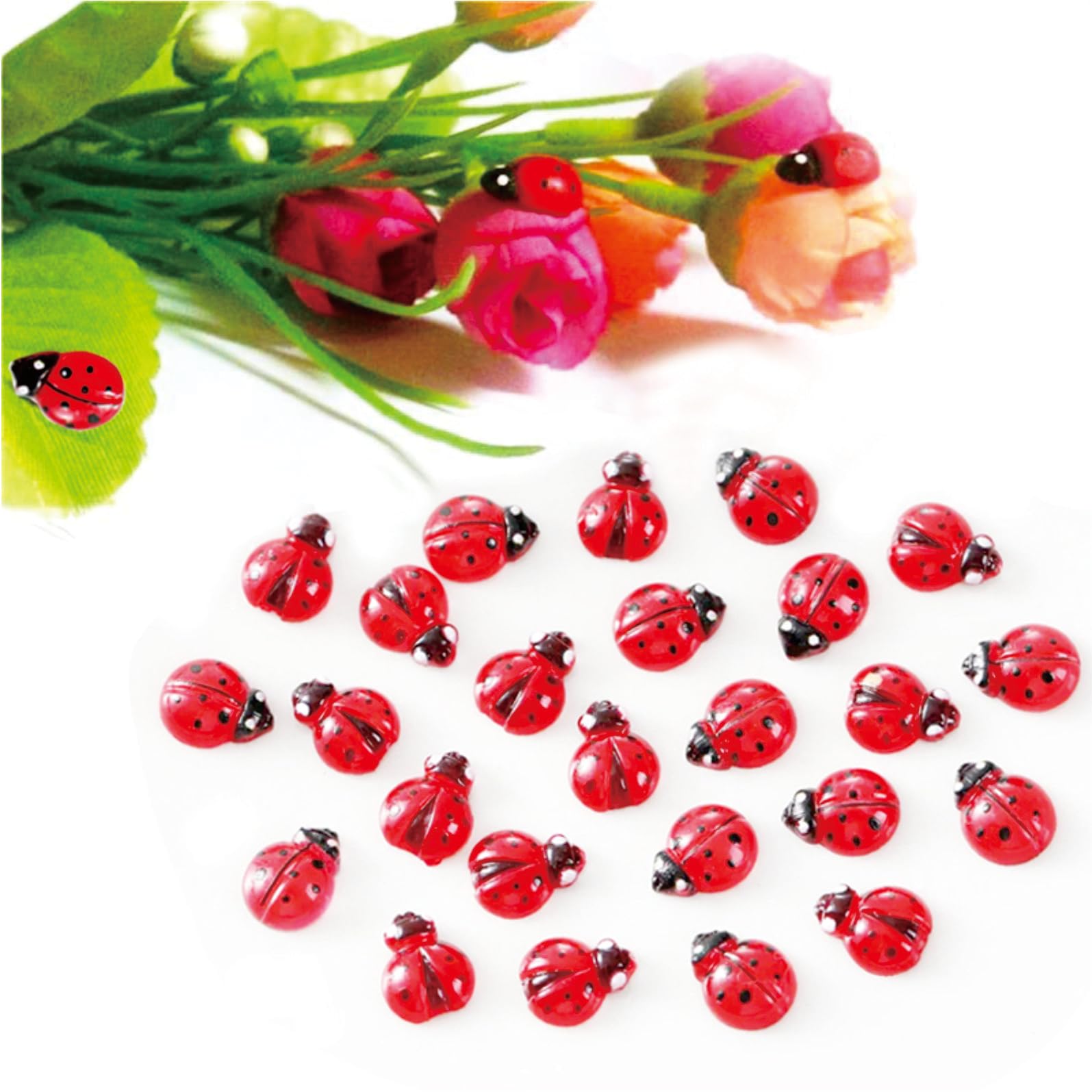 Photo 1 of 100PCS Mini Ladybug Decor for Crafts Dollhouse Resin Tiny Ladybugs for Birthday, Christmas, Party Fairy Garden Dollhouse Micro Landscaping Decoration (Ladybugs)