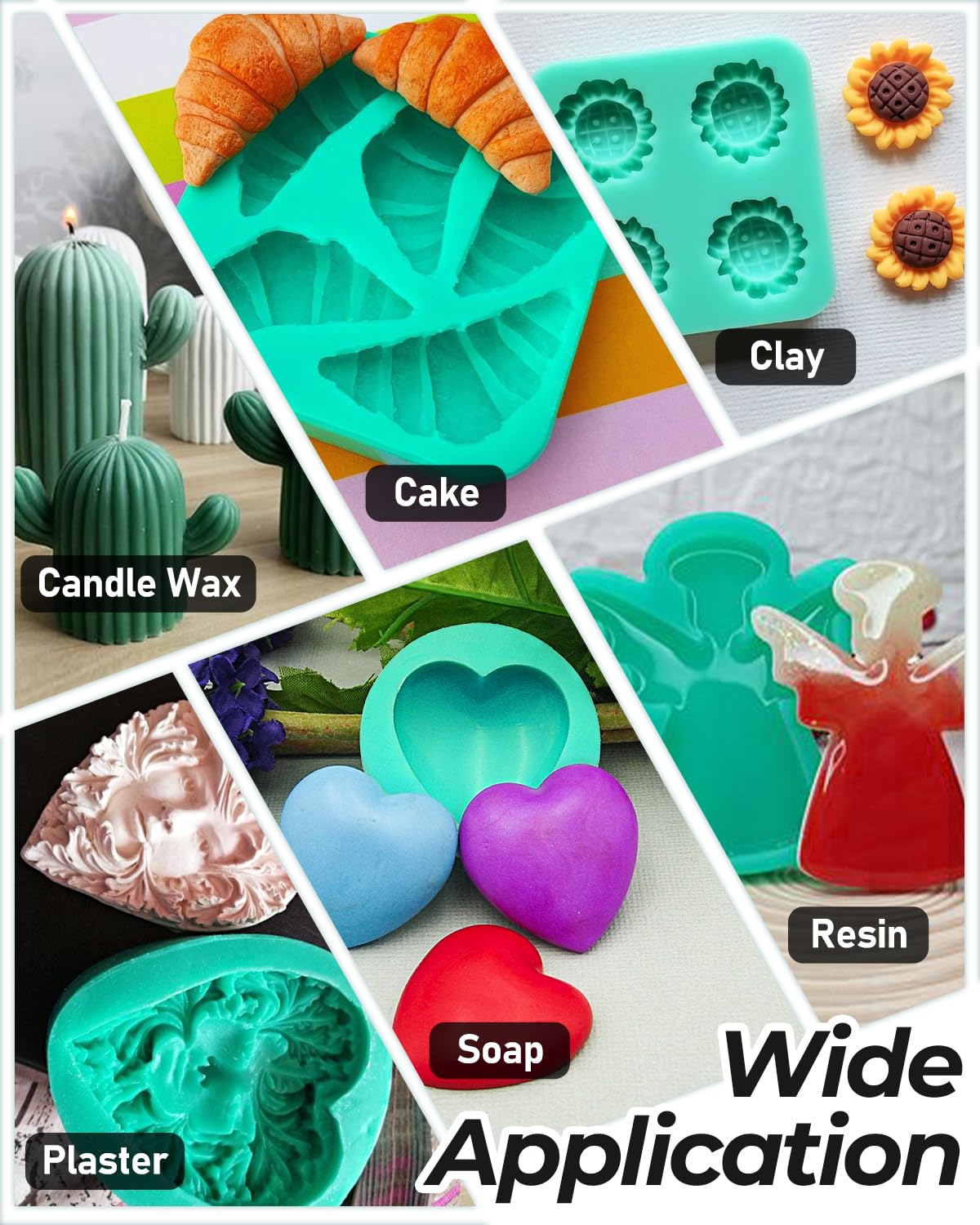 Nicpro 74oz Silicone Mold Making Kit, Liquid Silicone Rubber for Mold Making, Jade Green Flexible & Food Safe Silicone Mold Kit, Mix Ratio 1:1 Casting Silicone for Resin Molds with Mold Housing