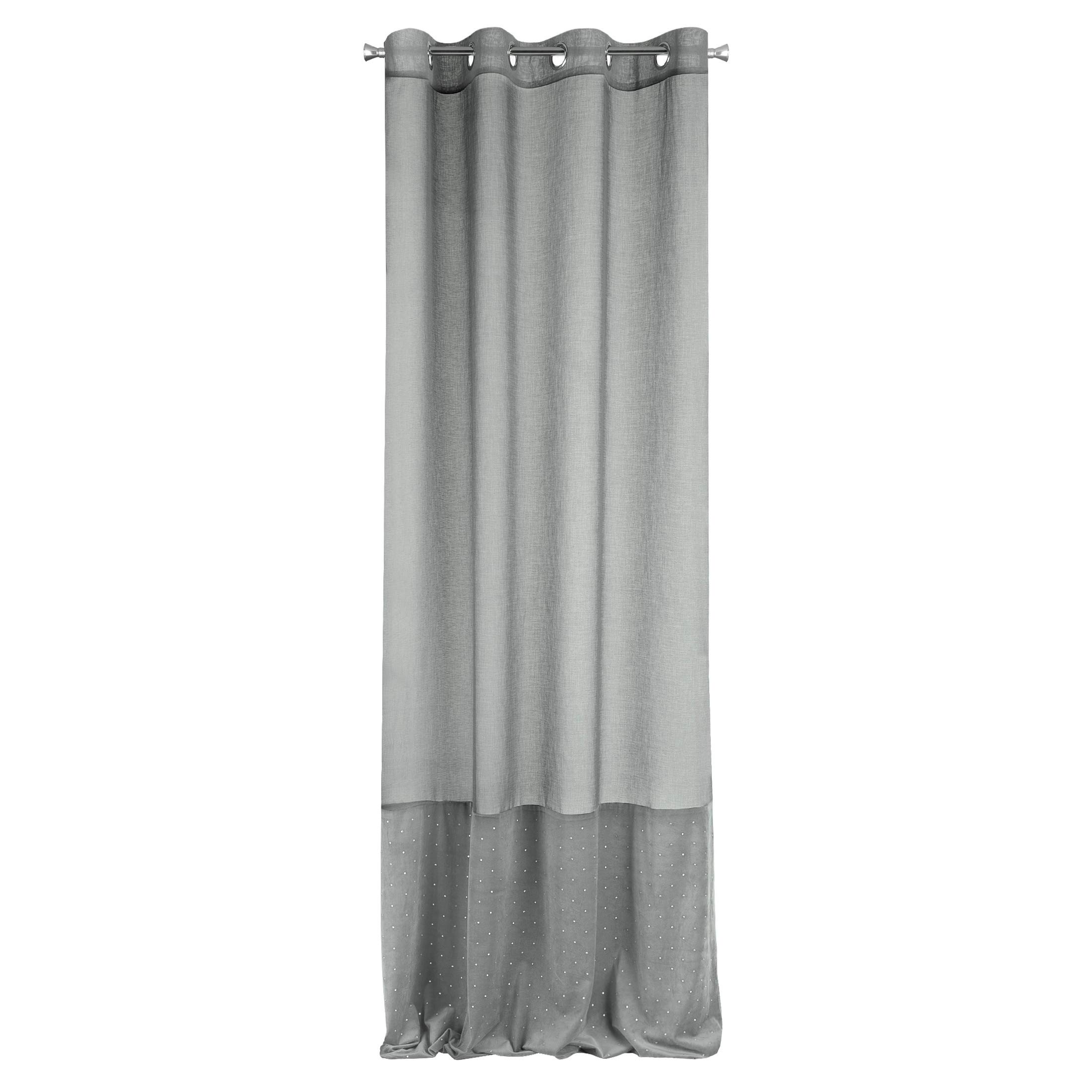 Eurofirany velvet curtain, smooth, elegant velvet silver stones, 8 eyelets, elegant, glamour, bedroom, living room, glitter, 135 x 250 cm
