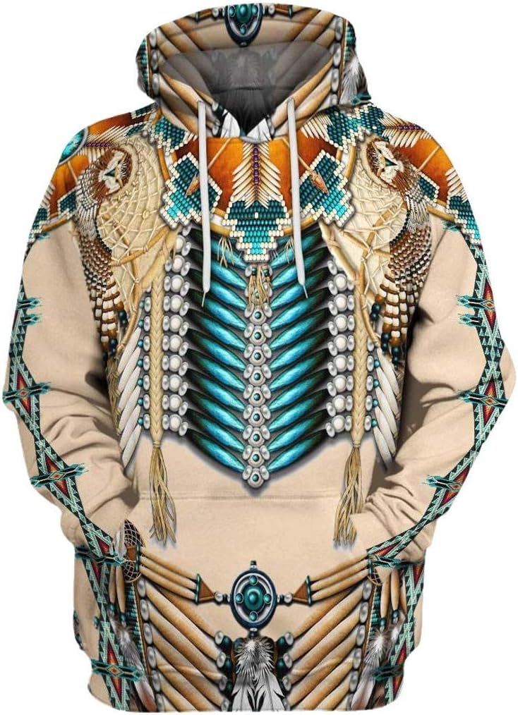MMOOVV Mens 3D Ethnic Style Printing Hooded Long Sleeve Hoodie Blouse Sweatshirt Hoody Jumper