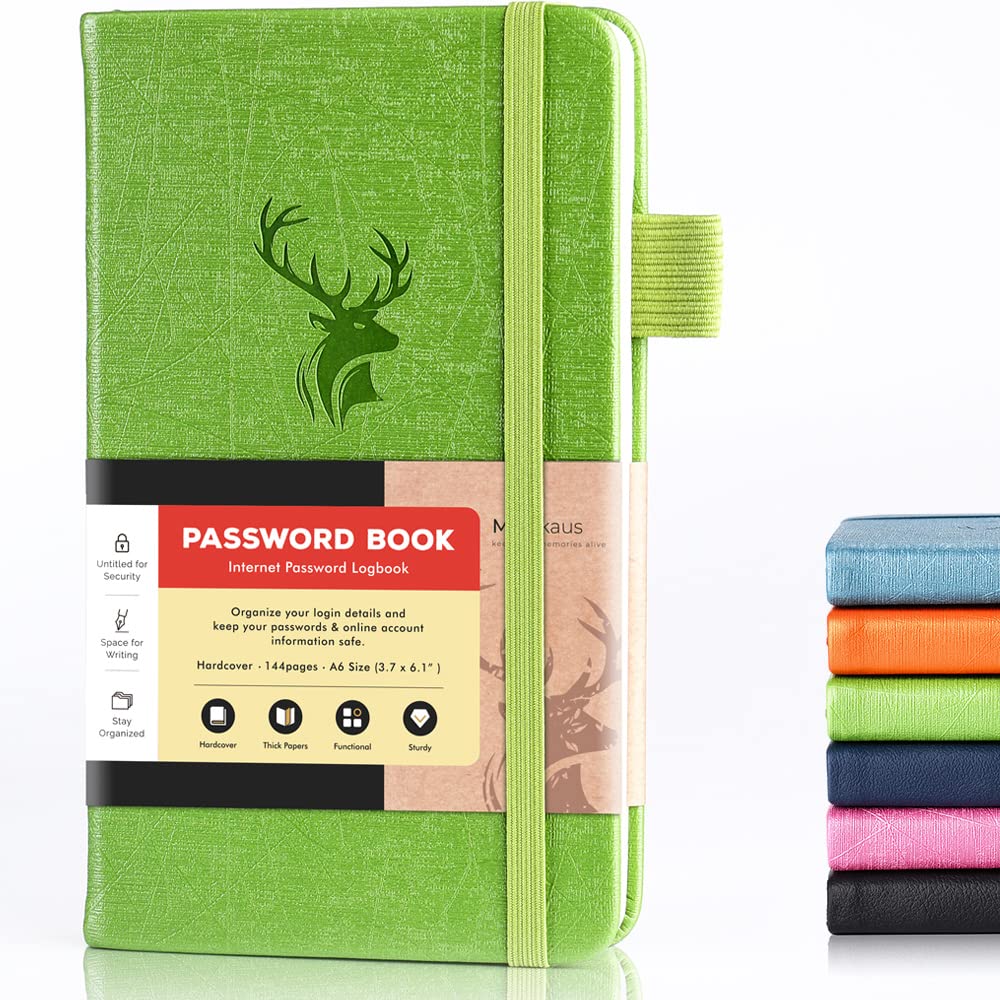 Password Book Alphabetical with Tabs: Small Password Keeper for Website Log in - Hardcover Password Notebook Pocket Size Used for Internet Address and Password Oganazation,6.1 * 3.7in (Green) — image 1