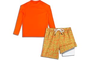 MILANKERR Toddler Boys Rash Guard Sets,Swim Trunks with Compression Liner UPF50+