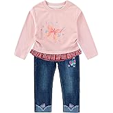 Peacolate 2-7T Spring Fall Little Girls 2pcs Clothing Set Pink T Shirt and Jeans